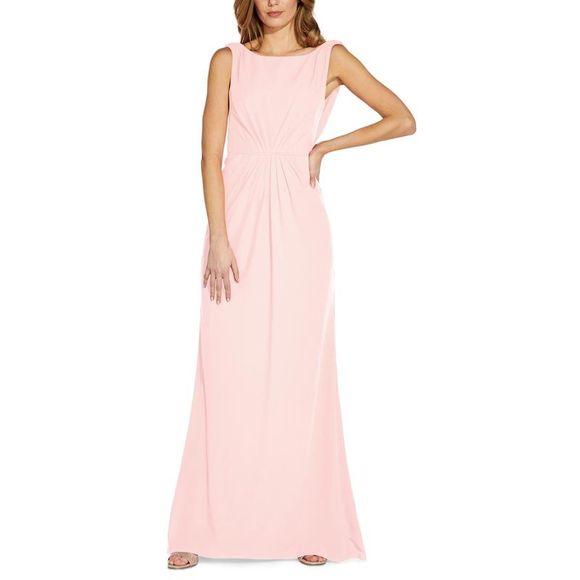Adrianna Papell Dresses & Skirts - Adrianna Papell Womens Pink Crepe Drape-Back Formal Evening Dress Gown NWT